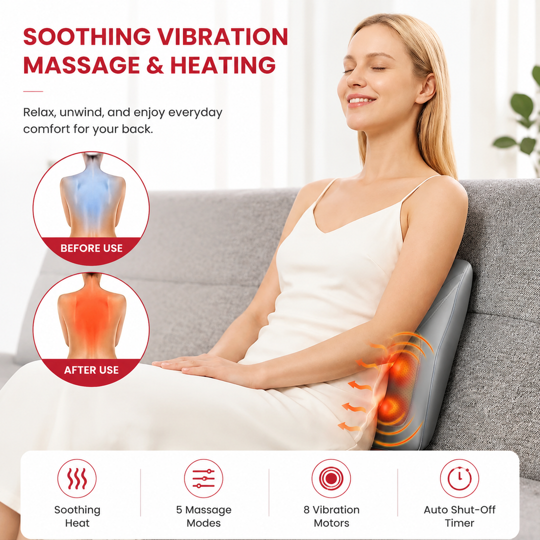 Premium Shiatsu Neck and Back Massager Electric 3D Kneading Massage Pillow for Neck Back Lumbar Pain Relief Home Office Portable Relaxation Device