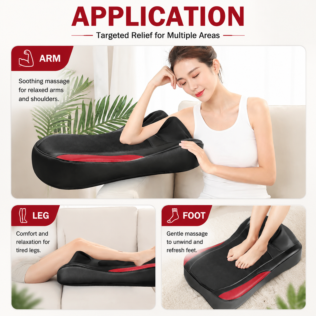 Premium Shiatsu Neck and Back Massager Pillow Electric Deep Tissue Kneading Infrared Heat Massage Cushion 3 Intensity Home Car Use Pain Relief Relaxation Device