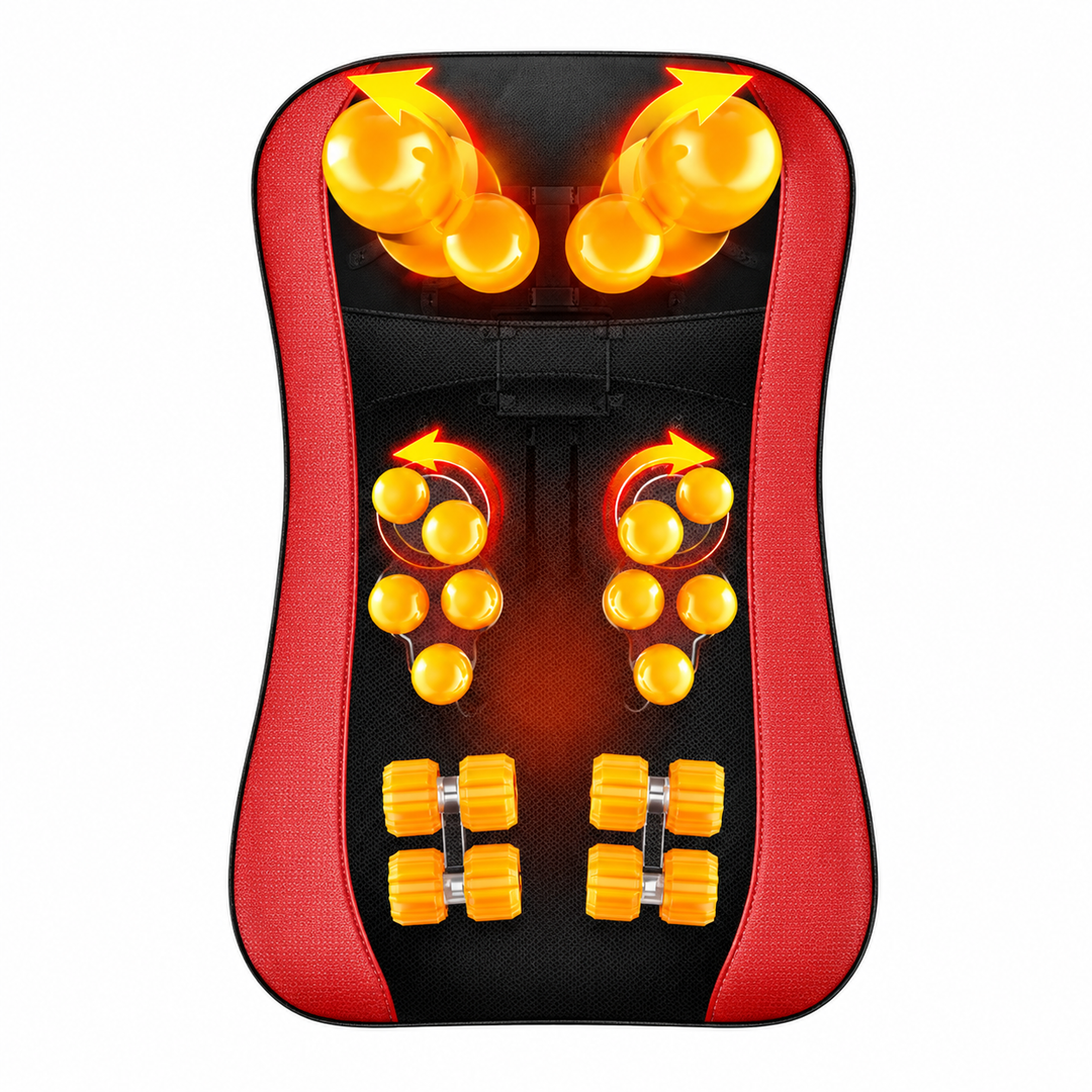 Premium Shiatsu Neck and Back Massager Pillow Electric Deep Tissue Kneading Infrared Heat Massage Cushion 3 Intensity Home Car Use Pain Relief Relaxation Device