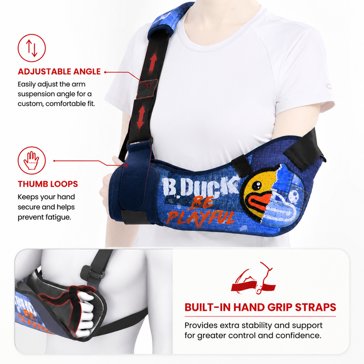 Premium Shoulder Abduction Sling Support Pillow Immobilizer Recovery Brace Ventilated Mesh Adjustable Shoulder Injury Support with Grip Ball Therapy Universal Fit