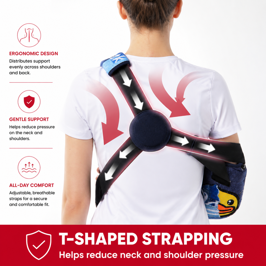 Premium Shoulder Abduction Sling Support Pillow Immobilizer Recovery Brace Ventilated Mesh Adjustable Shoulder Injury Support with Grip Ball Therapy Universal Fit