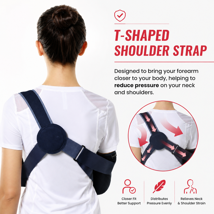 Premium Shoulder Abduction Sling Support Pillow Immobilizer Recovery Brace Ventilated Mesh Adjustable Shoulder Injury Support with Grip Ball Therapy Universal Fit