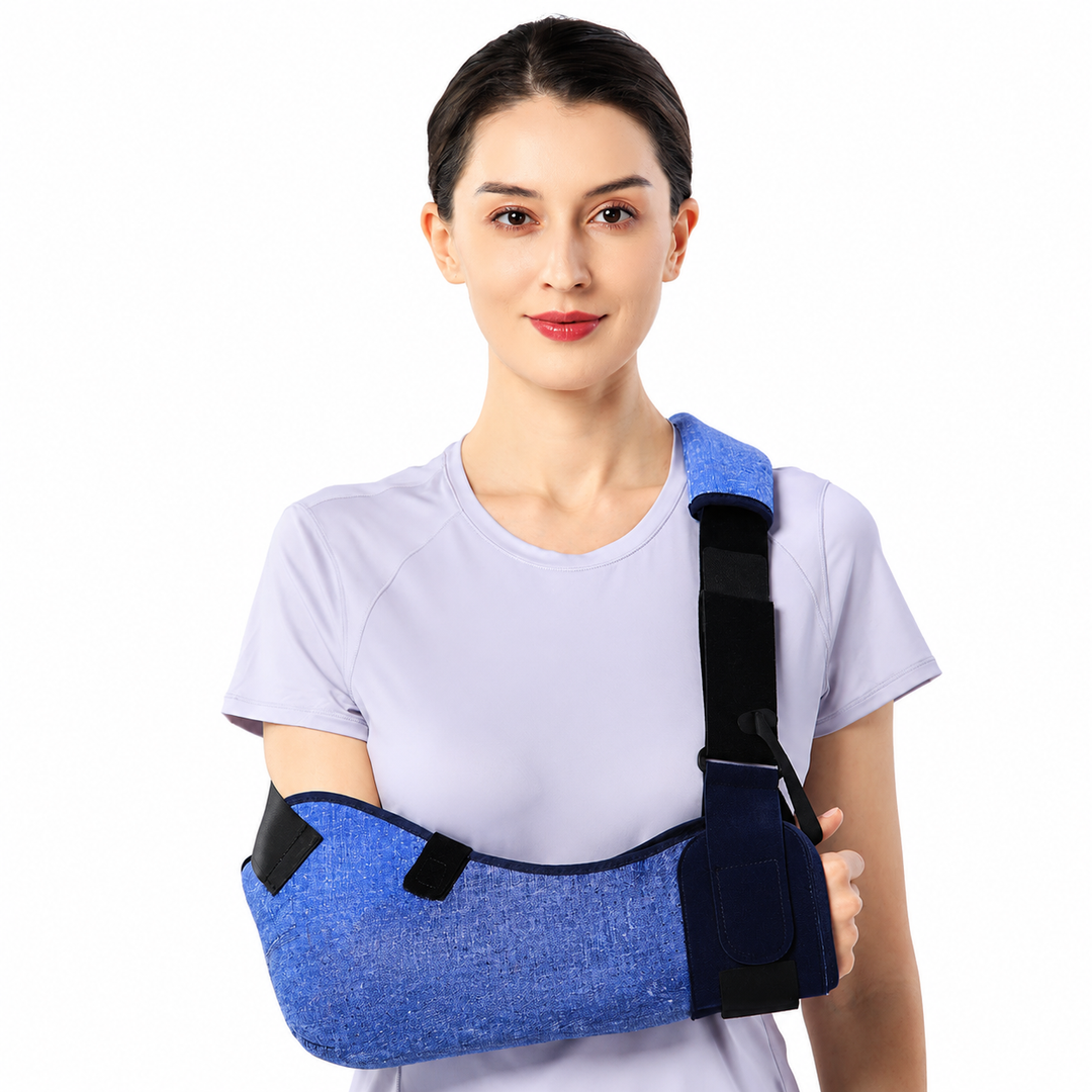 Premium Shoulder Abduction Sling Support Pillow Immobilizer Recovery Brace Ventilated Mesh Adjustable Shoulder Injury Support with Grip Ball Therapy Universal Fit