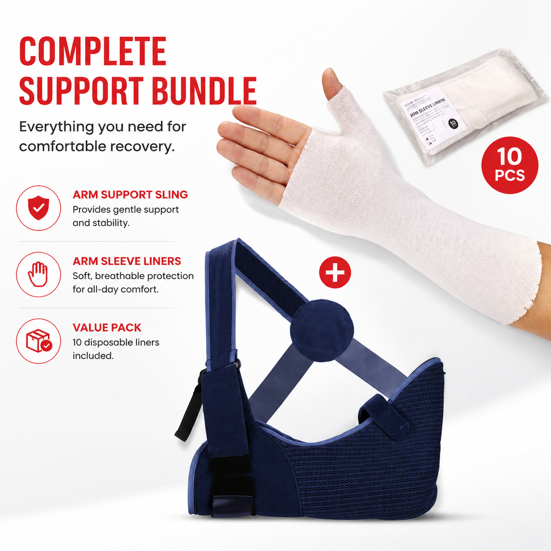 Premium Shoulder Abduction Sling Support Pillow Immobilizer Recovery Brace Ventilated Mesh Adjustable Shoulder Injury Support with Grip Ball Therapy Universal Fit