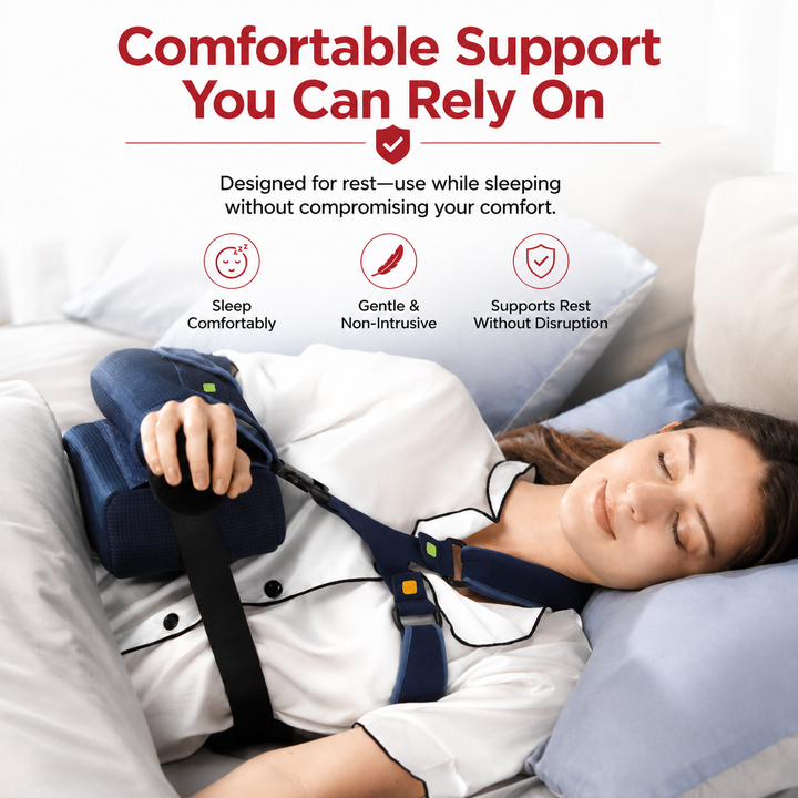 Premium Shoulder Abduction Sling Support Pillow Immobilizer Recovery Brace Ventilated Mesh Adjustable Shoulder Injury Support with Grip Ball Therapy Universal Fit