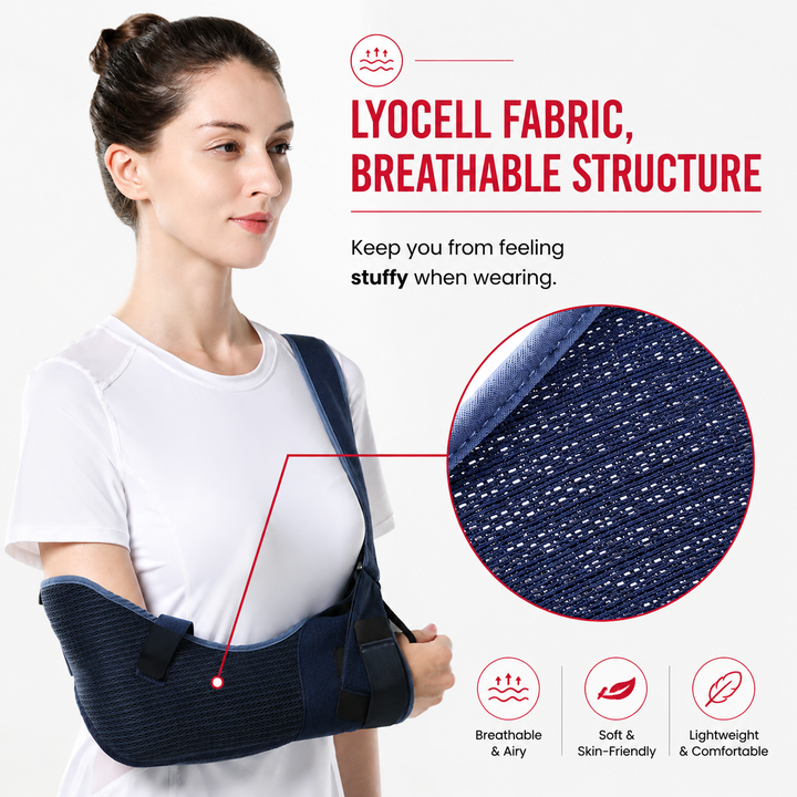 Premium Shoulder Abduction Sling Support Pillow Immobilizer Recovery Brace Ventilated Mesh Adjustable Shoulder Injury Support with Grip Ball Therapy Universal Fit