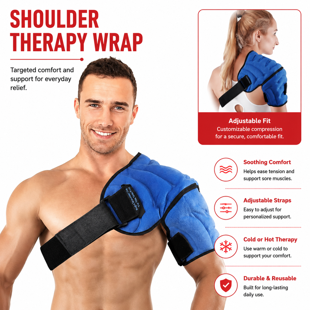 Premium Shoulder Ice Pack Wrap Hot Cold Compression Shoulder Support Gel Pack Adjustable Reusable Universal Fit Shoulder Pain Relief Wrap