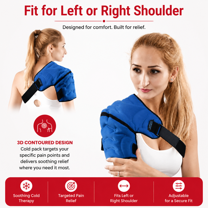 Premium Shoulder Ice Pack Wrap Hot Cold Compression Shoulder Support Gel Pack Adjustable Reusable Universal Fit Shoulder Pain Relief Wrap