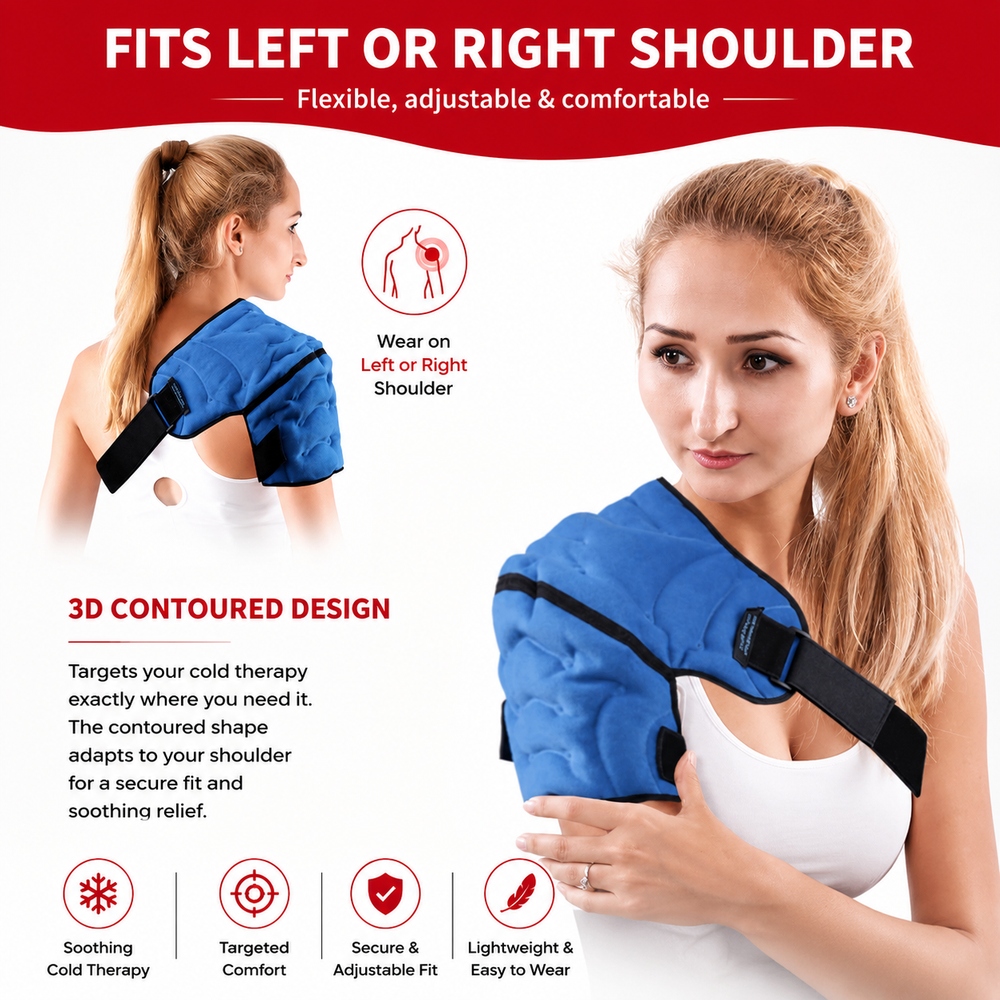 Premium Shoulder Ice Pack Wrap Hot Cold Compression Therapy Shoulder Support Adjustable Reusable Gel Shoulder Wrap Pain Relief Rotator Cuff Bursitis Tendon Support