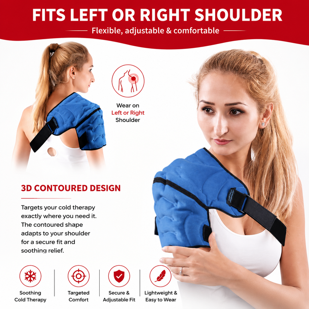 Premium Shoulder Ice Pack Wrap Hot Cold Compression Therapy Shoulder Support Adjustable Reusable Gel Shoulder Wrap Pain Relief Rotator Cuff Bursitis Tendon Support