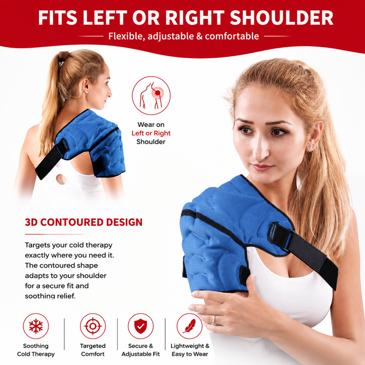 Premium Shoulder Ice Pack Wrap Hot Cold Compression Therapy Shoulder Support Adjustable Reusable Gel Shoulder Wrap Pain Relief Rotator Cuff Bursitis Tendon Support