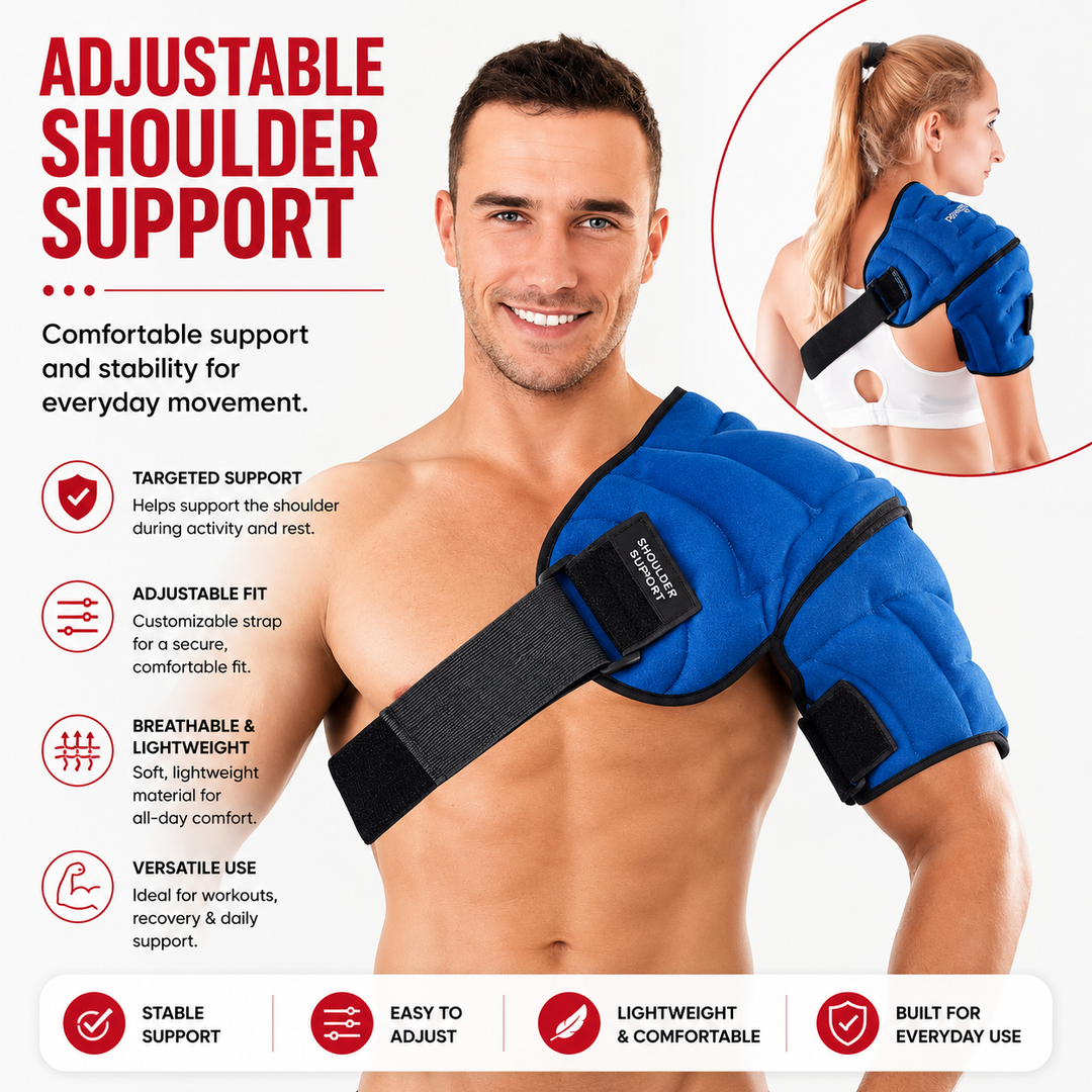 Premium Shoulder Ice Pack Wrap Hot Cold Compression Therapy Shoulder Support Adjustable Reusable Gel Shoulder Wrap Pain Relief Rotator Cuff Bursitis Tendon Support