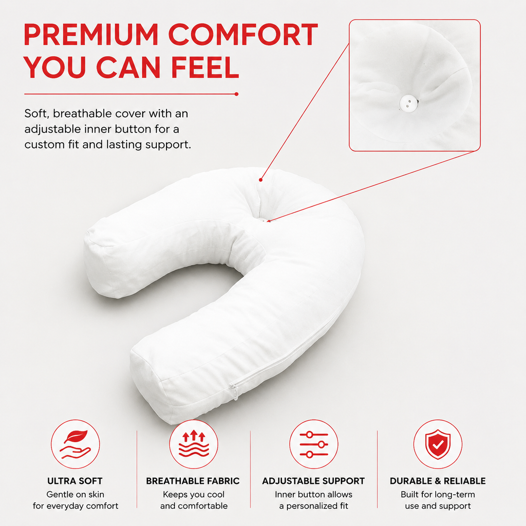 Premium Side Sleeping Pillow Neck Spine Support Cotton Pregnancy Pillow Side Sleeper Pillow Back Neck Pain Relief Ergonomic Sleep Comfort Unisex