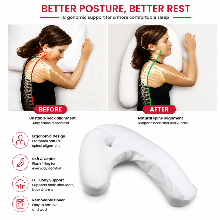 Premium Side Sleeping Pillow Neck Spine Support Cotton Pregnancy Pillow Side Sleeper Pillow Back Neck Pain Relief Ergonomic Sleep Comfort Unisex