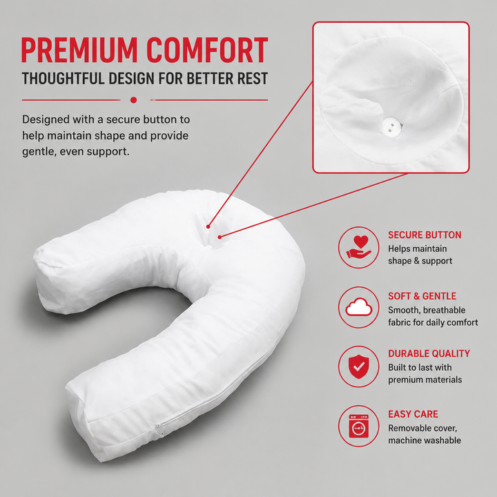 Premium Side Sleeping Pillow Neck Support Pillow Cotton Pregnancy Pillow Ergonomic Sleep Cushion Breathable Home Travel Daily Use Comfort Support Pillow