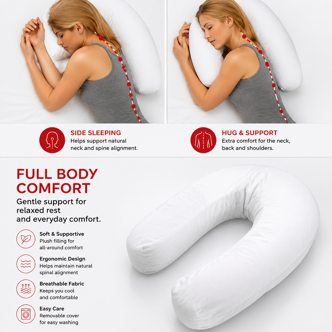 Premium Side Sleeping Pillow Neck Support Pillow Cotton Pregnancy Pillow Ergonomic Sleep Cushion Breathable Home Travel Daily Use Comfort Support Pillow