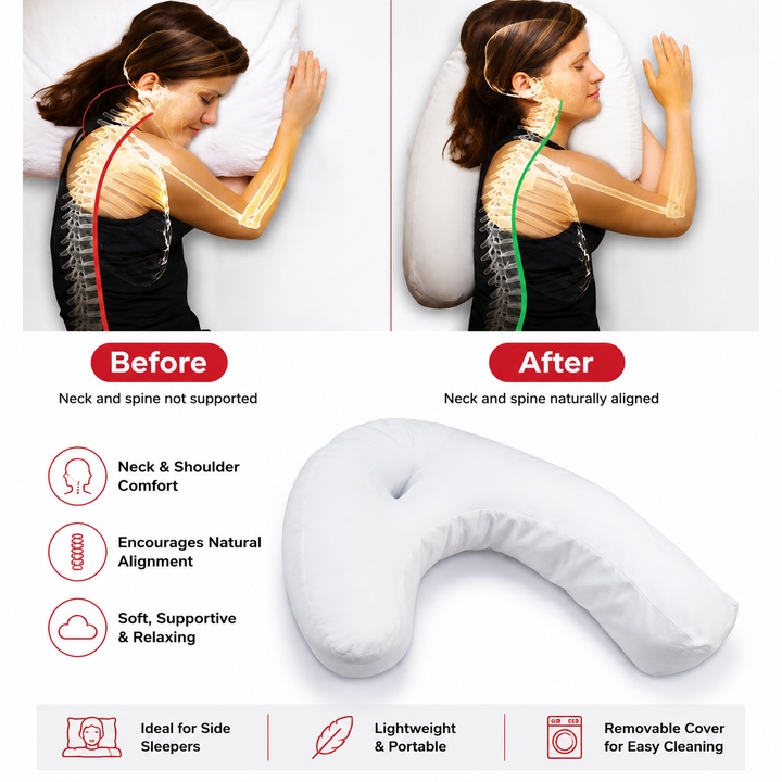Premium Side Sleeping Pillow Neck Support Pillow Cotton Pregnancy Pillow Ergonomic Sleep Cushion Breathable Home Travel Daily Use Comfort Support Pillow