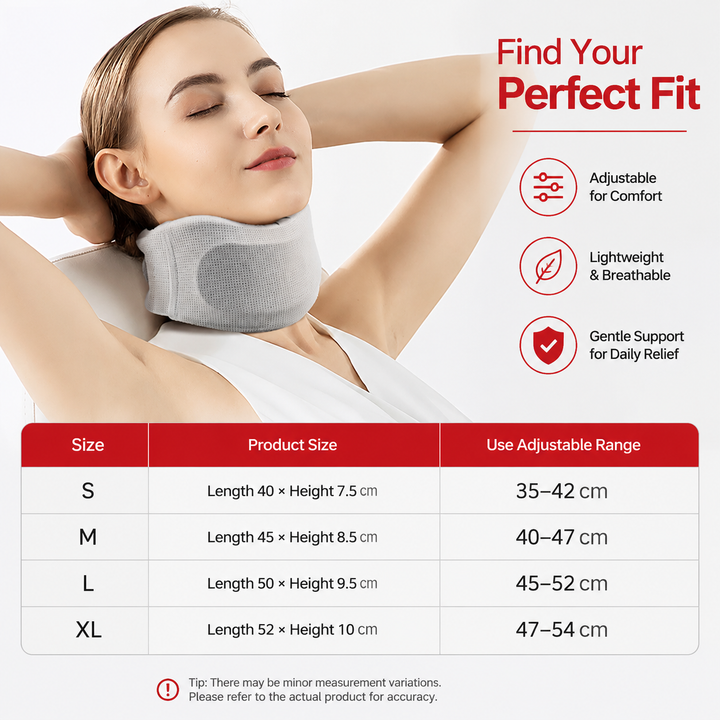 Premium Silicone Cervical Neck Support Brace Breathable Waterproof Adjustable Posture Neck Collar Pain Relief Support for Neck Comfort Sizes S M L