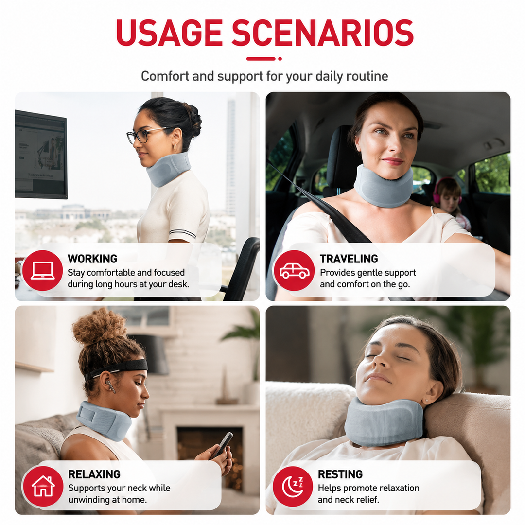 Premium Silicone Cervical Neck Support Brace Breathable Waterproof Adjustable Posture Neck Collar Pain Relief Support for Neck Comfort Sizes S M L