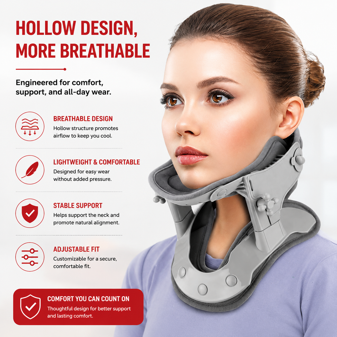Premium Silicone Cervical Neck Support Brace Breathable Waterproof Adjustable Posture Neck Collar Pain Relief Support for Neck Comfort Sizes S M L