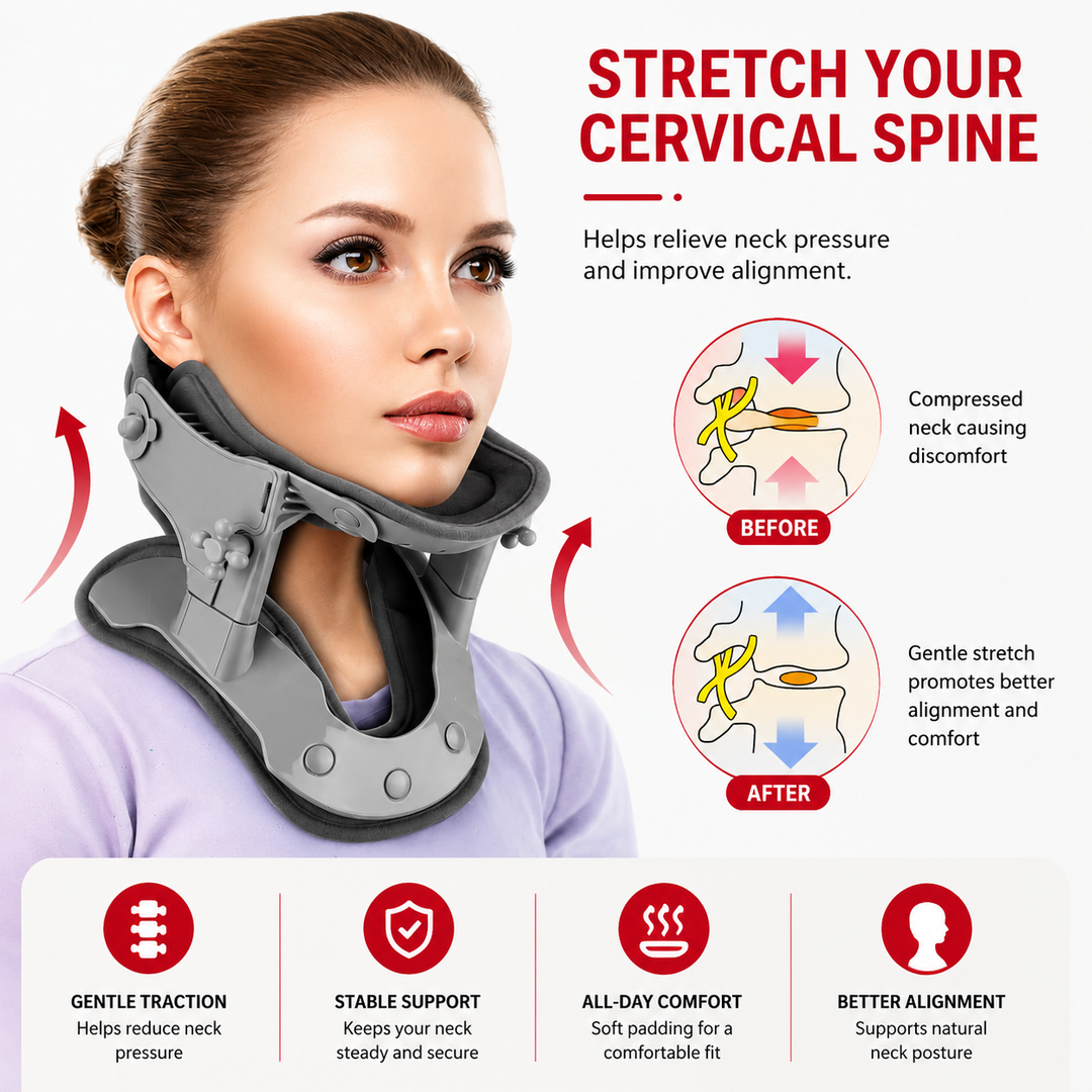 Premium Silicone Cervical Neck Support Brace Breathable Waterproof Adjustable Posture Neck Collar Pain Relief Support for Neck Comfort Sizes S M L
