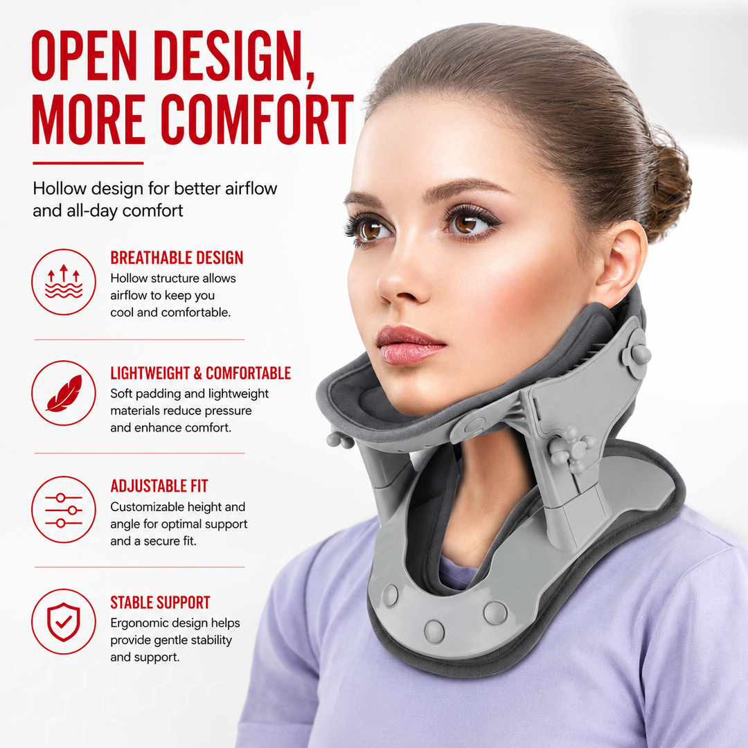 Premium Silicone Neck Brace Adjustable Support Collar Waterproof Breathable V Shape Neck Support Sizes S M L XL Ergonomic Daily Use Comfort Device