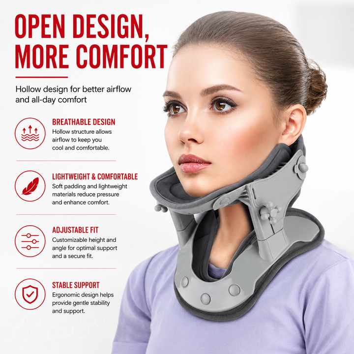Premium Silicone Neck Brace Adjustable Support Collar Waterproof Breathable V Shape Neck Support Sizes S M L XL Ergonomic Daily Use Comfort Device