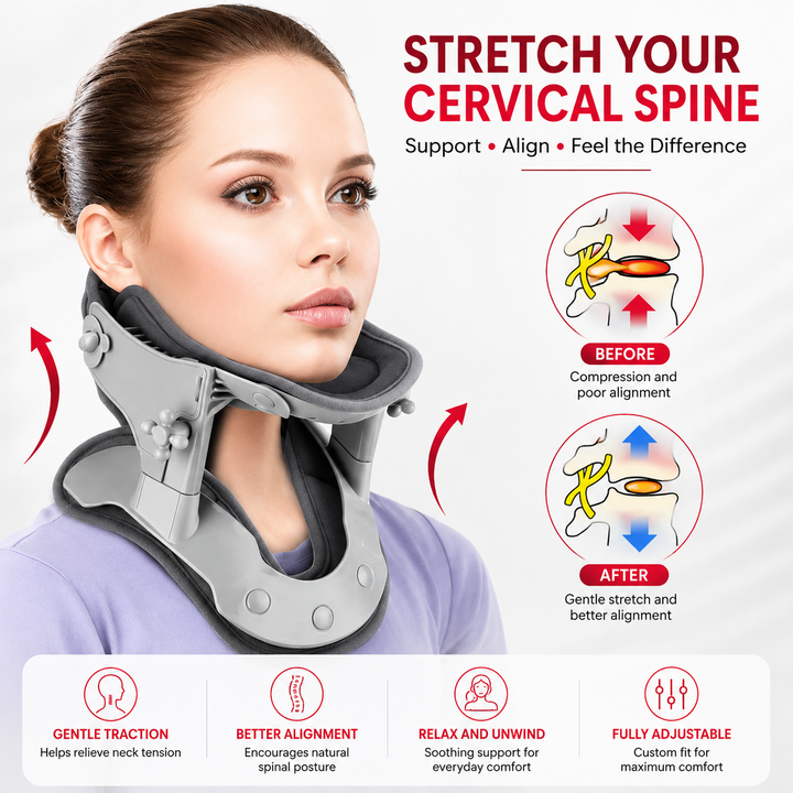 Premium Silicone Neck Brace Adjustable Support Collar Waterproof Breathable V Shape Neck Support Sizes S M L XL Ergonomic Daily Use Comfort Device