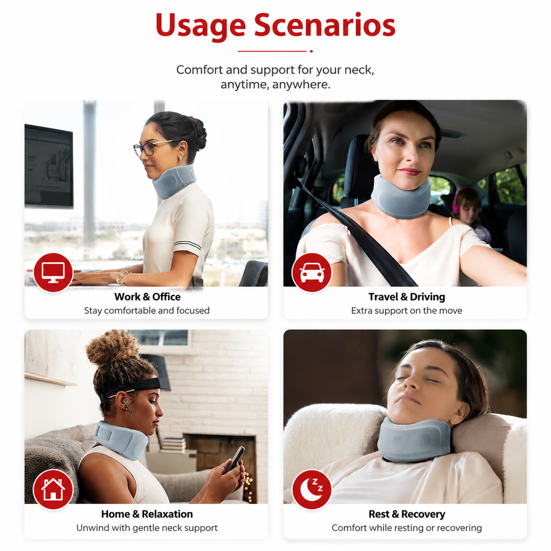 Premium Silicone Neck Brace Adjustable Support Collar Waterproof Breathable V Shape Neck Support Sizes S M L XL Ergonomic Daily Use Comfort Device