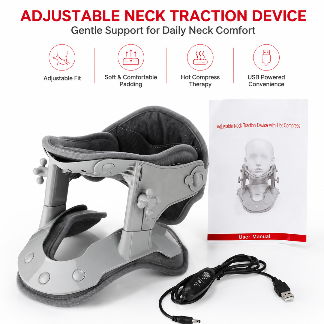 Premium Silicone Neck Brace Adjustable Support Collar Waterproof Breathable V Shape Neck Support Sizes S M L XL Ergonomic Daily Use Comfort Device
