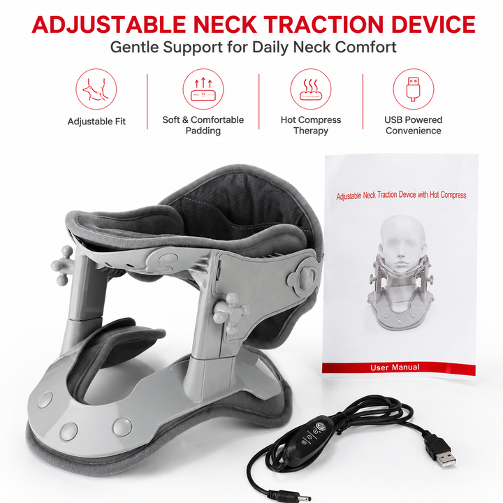 Premium Silicone Neck Brace Adjustable Support Collar Waterproof Breathable V Shape Neck Support Sizes S M L XL Ergonomic Daily Use Comfort Device