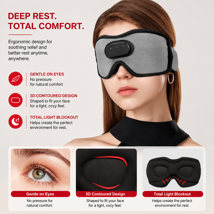 Premium Sleep Headphones Eye Mask Bluetooth 3D Blackout Sleeping Mask Wireless Audio 10H Playtime Side Sleeper Comfort Travel Nap Relaxation Mask