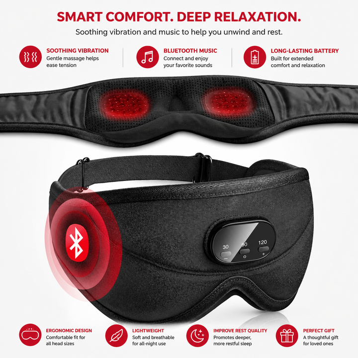 Premium Sleep Headphones Eye Mask Bluetooth 3D Blackout Sleeping Mask Wireless Audio Eye Cover for Travel Side Sleep Naps Relaxation Comfort