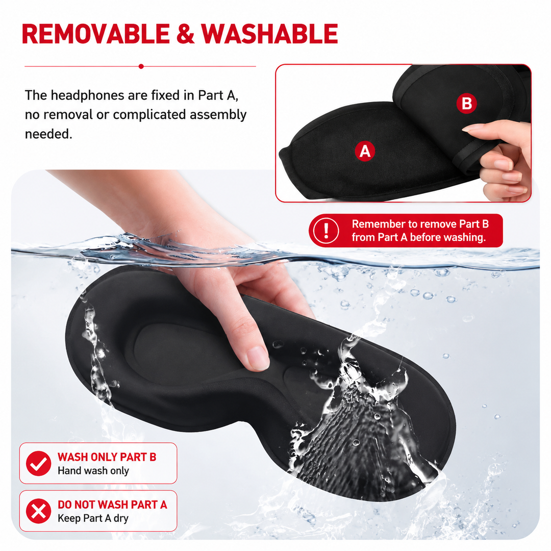 Premium Sleep Headphones Eye Mask Bluetooth 3D Blackout Sleeping Mask Wireless Audio Ultra Thin Speakers Adjustable Fit Travel Sleep Comfort