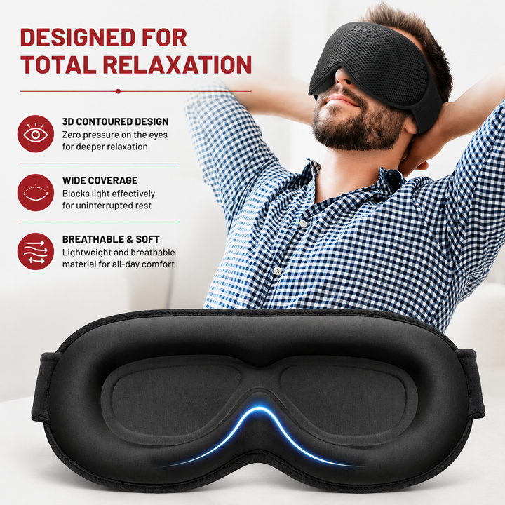 Premium Sleep Headphones Eye Mask Bluetooth 3D Blackout Sleeping Mask Wireless Audio Ultra Thin Speakers Adjustable Fit Travel Sleep Comfort