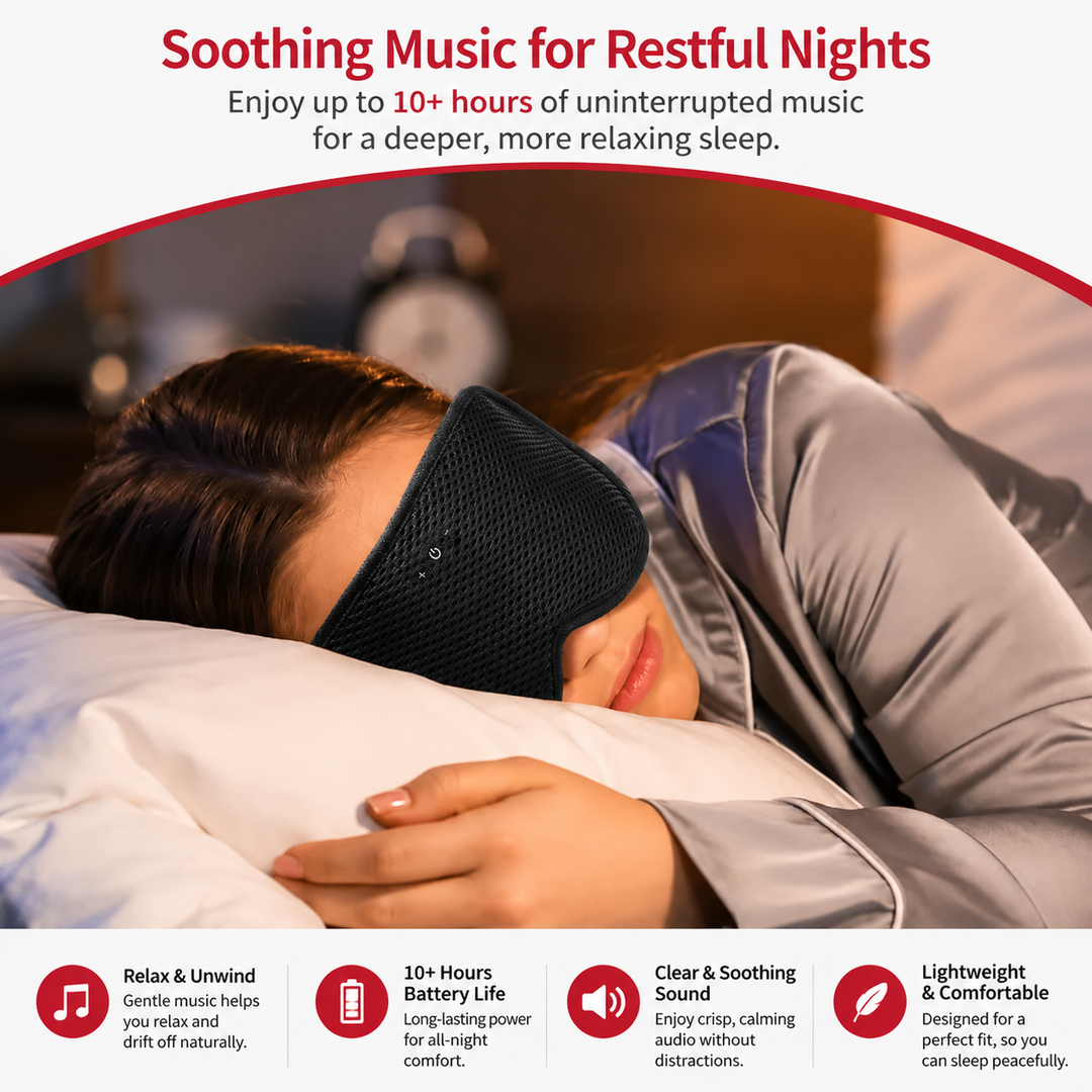Premium Sleep Headphones Eye Mask Bluetooth 3D Blackout Sleeping Mask Wireless Audio Ultra Thin Speakers Adjustable Fit Travel Sleep Comfort
