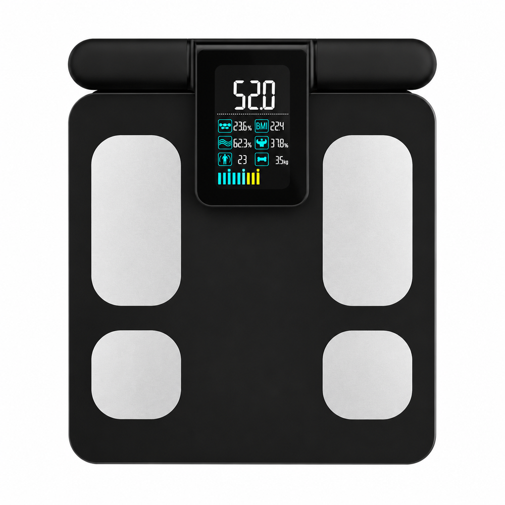 Premium Smart Body Composition Scale 8 Electrode BIA Digital Weight Scale Bluetooth App Connected BMI Body Fat Muscle Mass Water Tracking 180kg Capacity