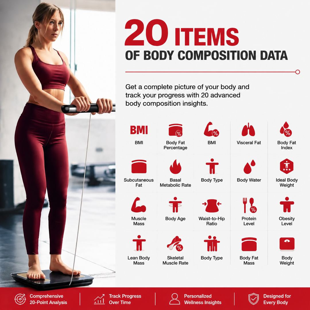 Premium Smart Body Composition Scale 8 Electrode Bioimpedance Body Fat Analyzer Digital Weight Scale BMI Muscle Water Bone Mass Smart App Bluetooth Home Use