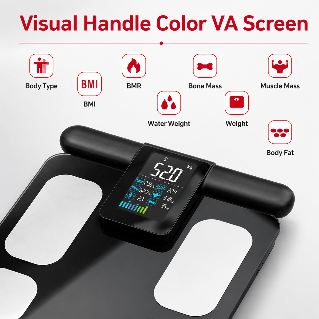 Premium Smart Body Composition Scale 8 Electrode Bioimpedance Body Fat Analyzer Digital Weight Scale BMI Muscle Water Bone Mass Smart App Bluetooth Home Use