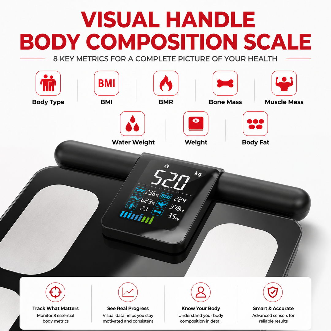 Premium Smart Body Composition Scale 8 Electrode Bioimpedance Body Fat Analyzer Digital Weight Scale BMI Muscle Water Bone Mass Smart App Bluetooth Home Use