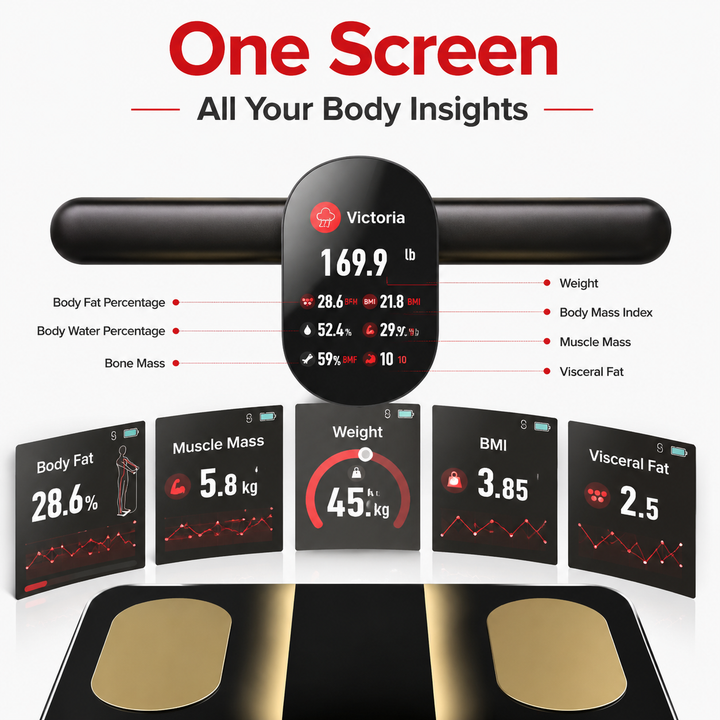 Premium Smart Body Composition Scale 8 Electrode Bioimpedance Body Fat Analyzer Digital Weight Scale BMI Muscle Water Bone Mass Smart App Bluetooth Home Use