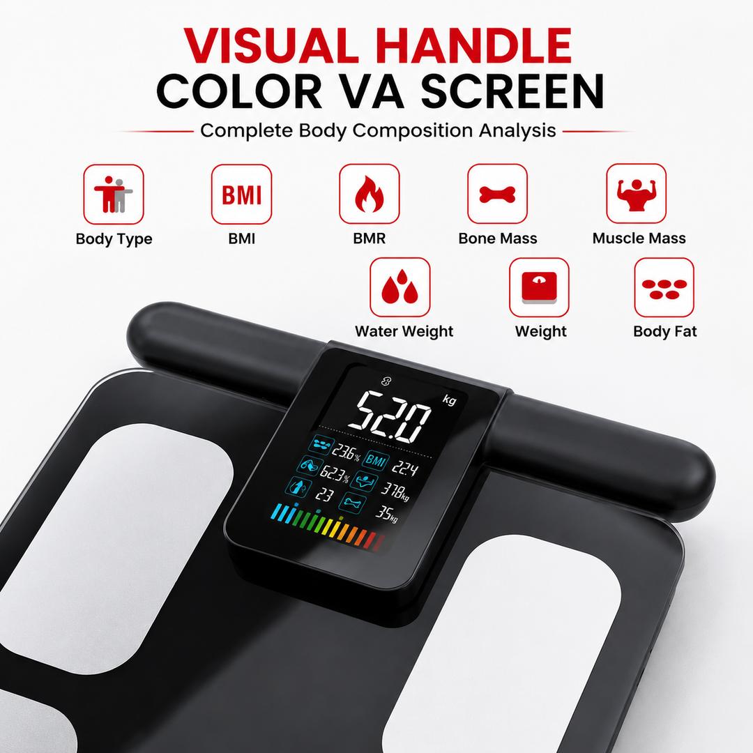 Premium Smart Body Composition Scale 8 Electrode Bioimpedance Digital Weight Scale Body Fat Muscle BMI Water Measurement Bluetooth App Home Fitness Tracker