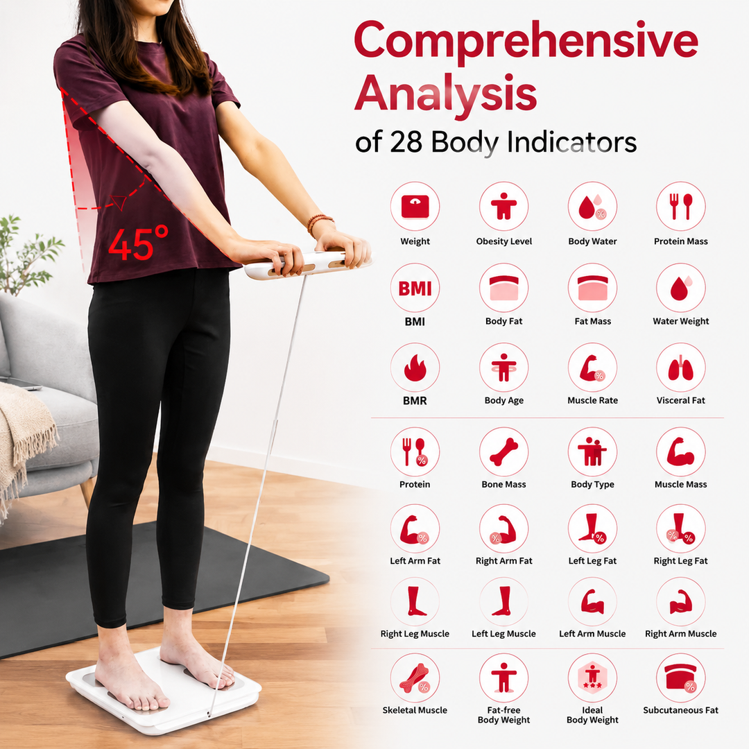 Premium Smart Body Composition Scale 8 Electrode Bioimpedance Digital Weight Scale Body Fat Muscle BMI Water Measurement Bluetooth App Home Fitness Tracker