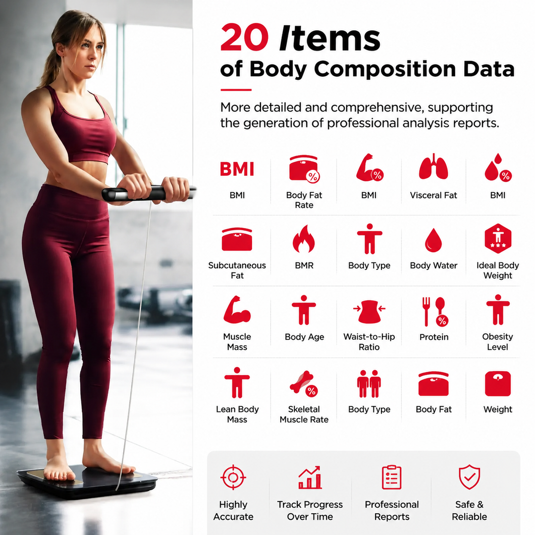 Premium Smart Body Composition Scale 8 Electrode Bioimpedance Digital Weight Scale Body Fat Muscle BMI Water Measurement Bluetooth App Home Fitness Tracker