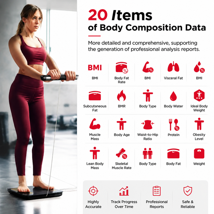 Premium Smart Body Composition Scale 8 Electrode Bioimpedance Digital Weight Scale Body Fat Muscle BMI Water Measurement Bluetooth App Home Fitness Tracker