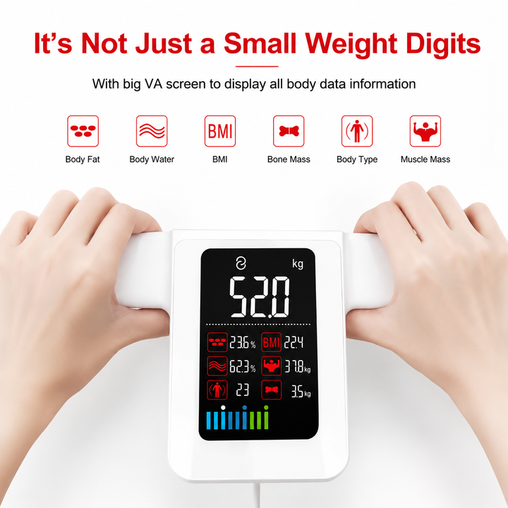 Premium Smart Body Composition Scale 8 Electrode Bioimpedance Digital Weight Scale Body Fat Muscle BMI Water Measurement Bluetooth App Home Fitness Tracker
