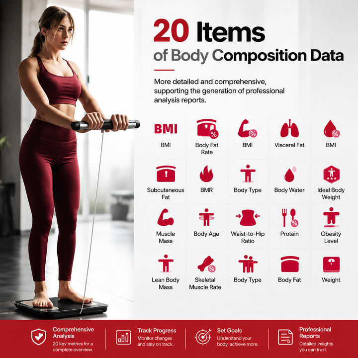 Premium Smart Body Composition Scale 8 Electrode Body Fat Analyzer Bioimpedance Digital Weight BMI Muscle Water Bone Mass Bluetooth App Home Use