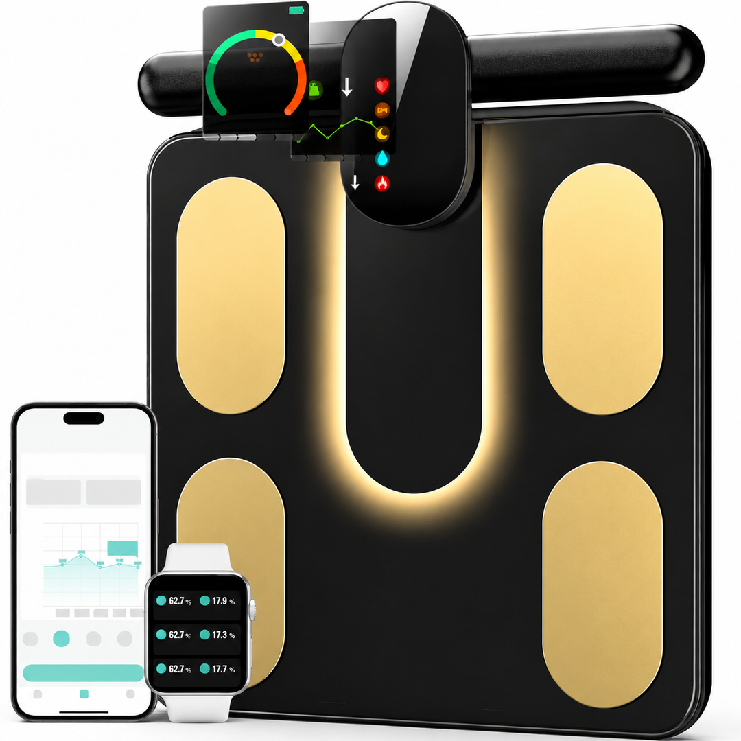 Premium Smart Body Composition Scale 8 Electrode Body Fat Analyzer Bioimpedance Digital Weight BMI Muscle Water Bone Mass Bluetooth App Home Use