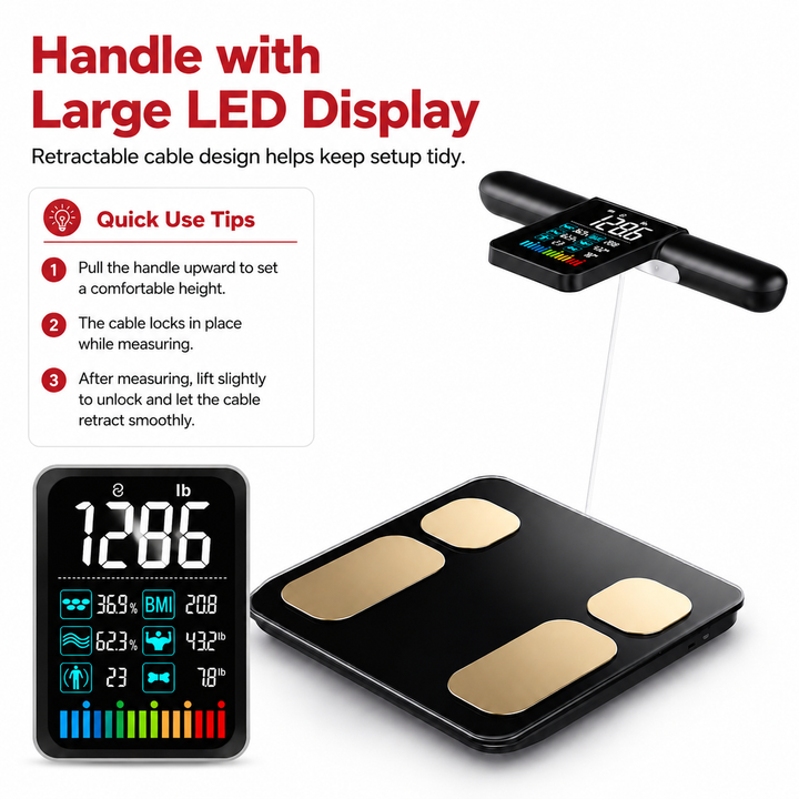 Premium Smart Body Composition Scale 8 Electrode Body Fat Analyzer Digital Weight Scale Bluetooth App Sync Fitness Tracker 180kg Home Use Device