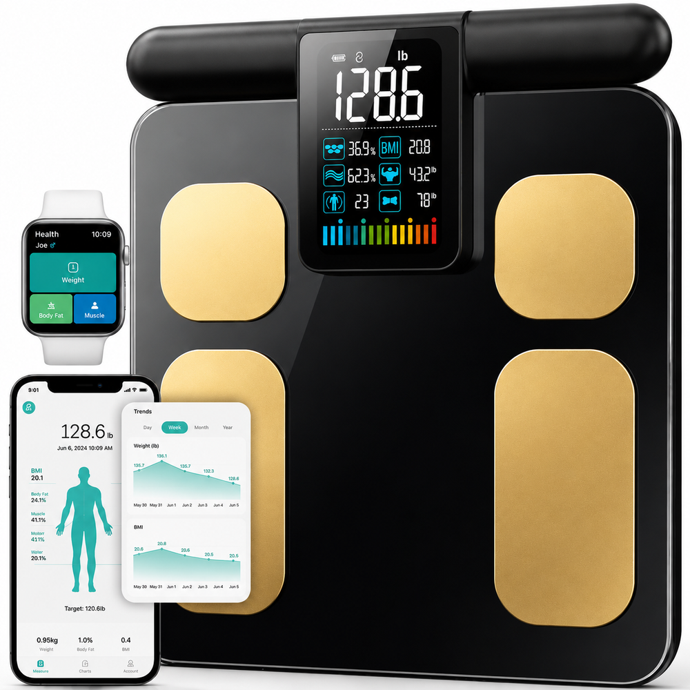 Premium Smart Body Composition Scale 8 Electrode Body Fat Analyzer Digital Weight Scale Bluetooth App Sync Fitness Tracker 180kg Home Use Device